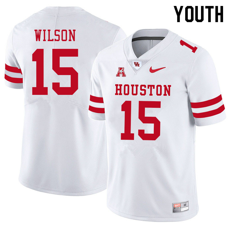 Youth #15 Mark Wilson Houston Cougars College Football Jerseys Sale-White - Click Image to Close